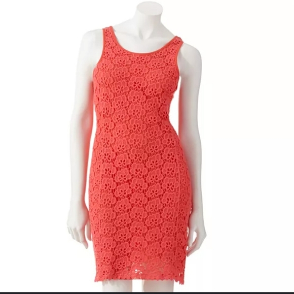 Jennifer Lopez Orange Lace Floral Dress Sleeveless Bohemian Feminine Spring - Picture 1 of 14